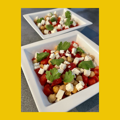 Salade de pois chiche, poivrons et féta